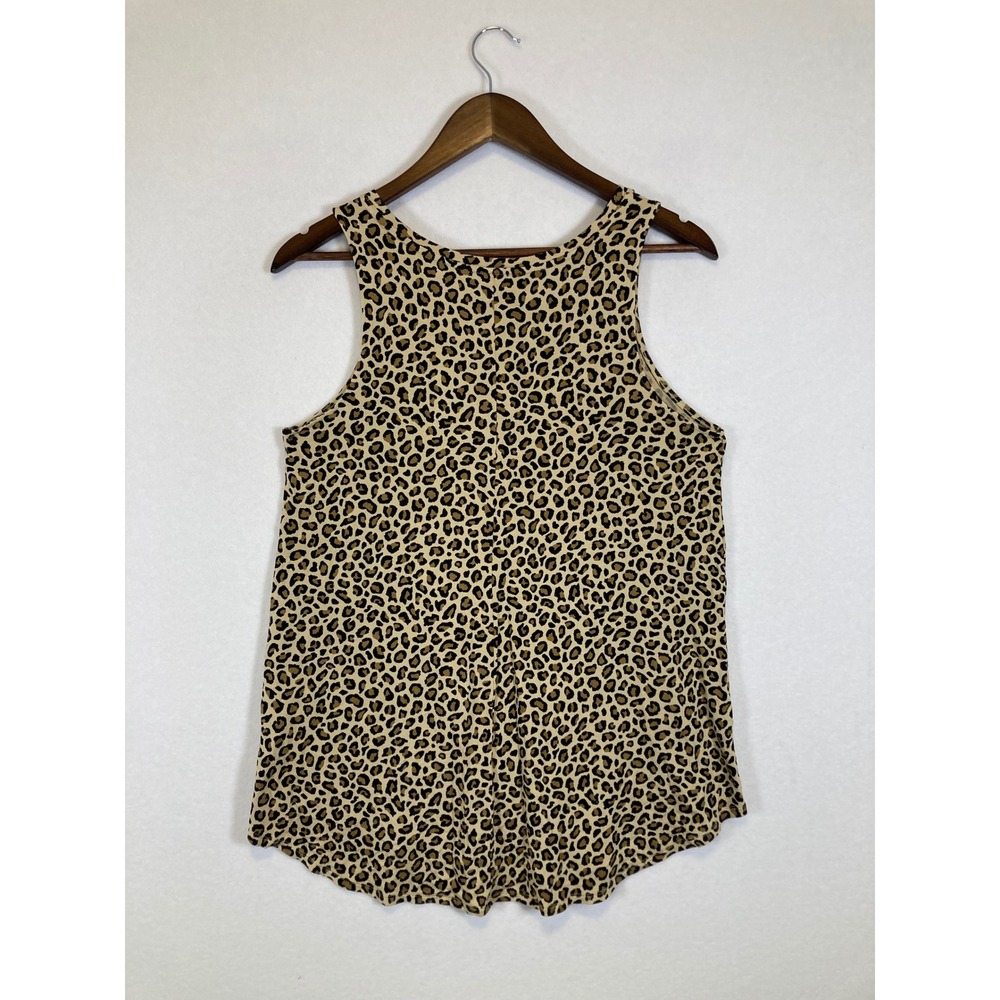 Old Navy Luxe Tank Top Womens Small Brown Leopard Print High Neck Sleeveless - Picture 2 of 9